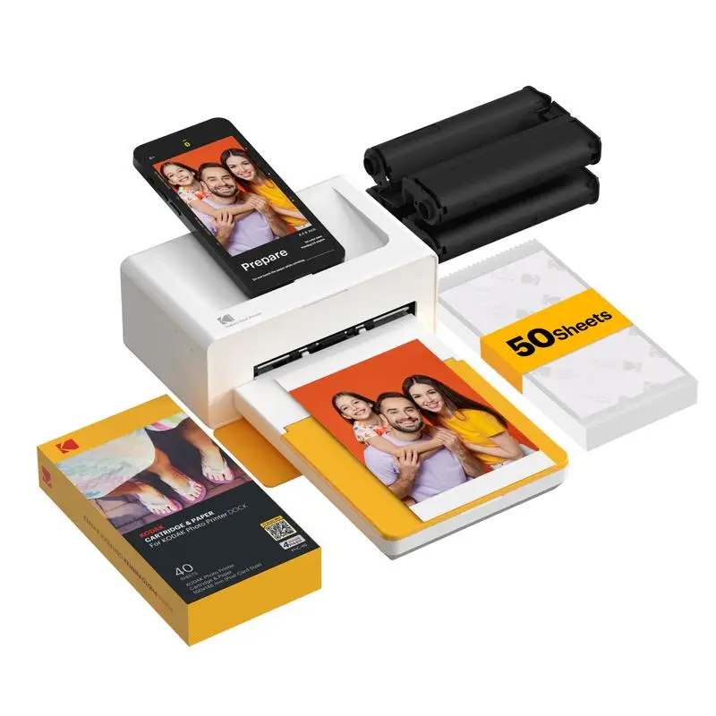 Instant Photo Printer Dock and Paper Bundle