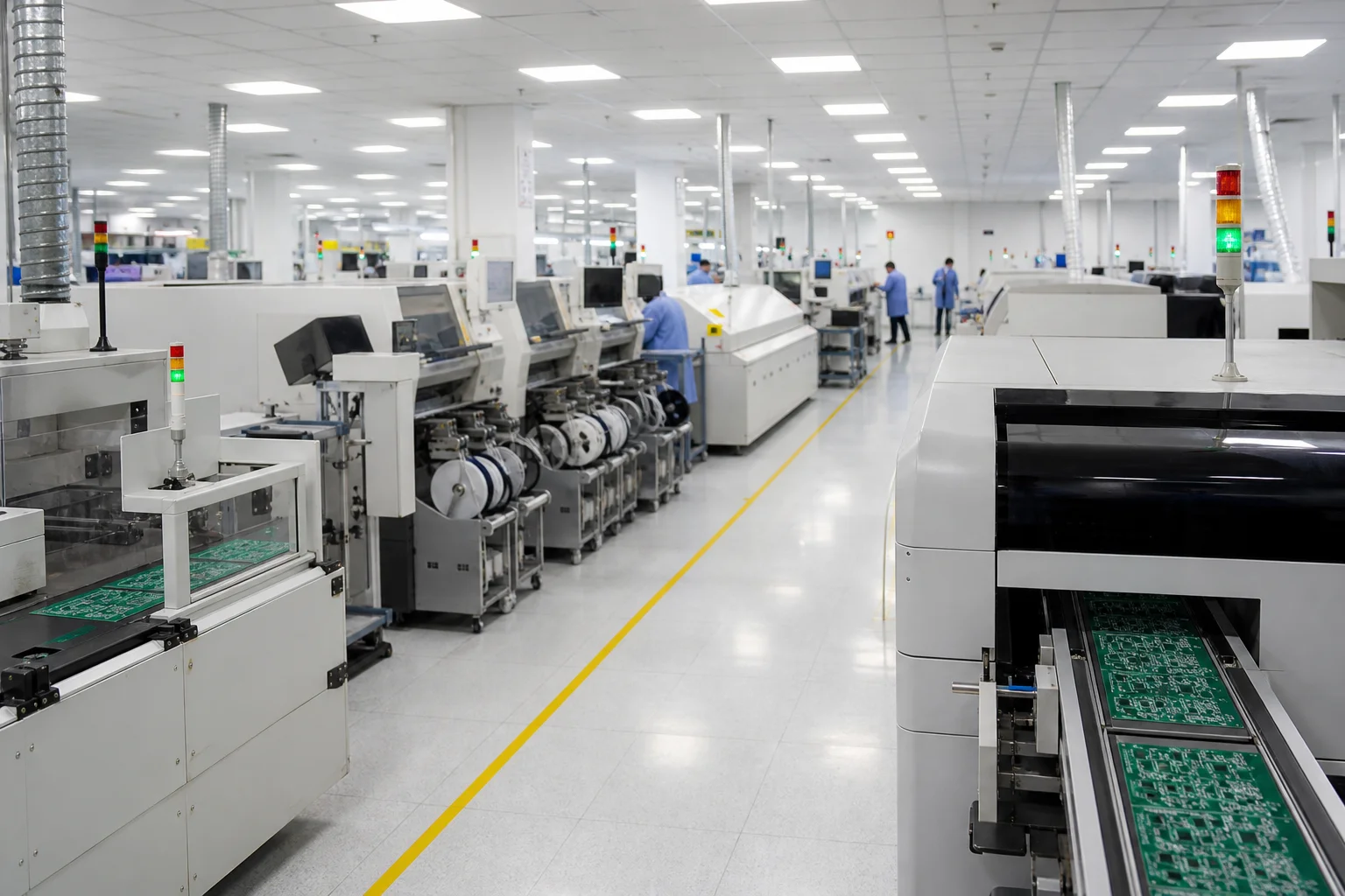 Large SMT manufacturing floor with production lines