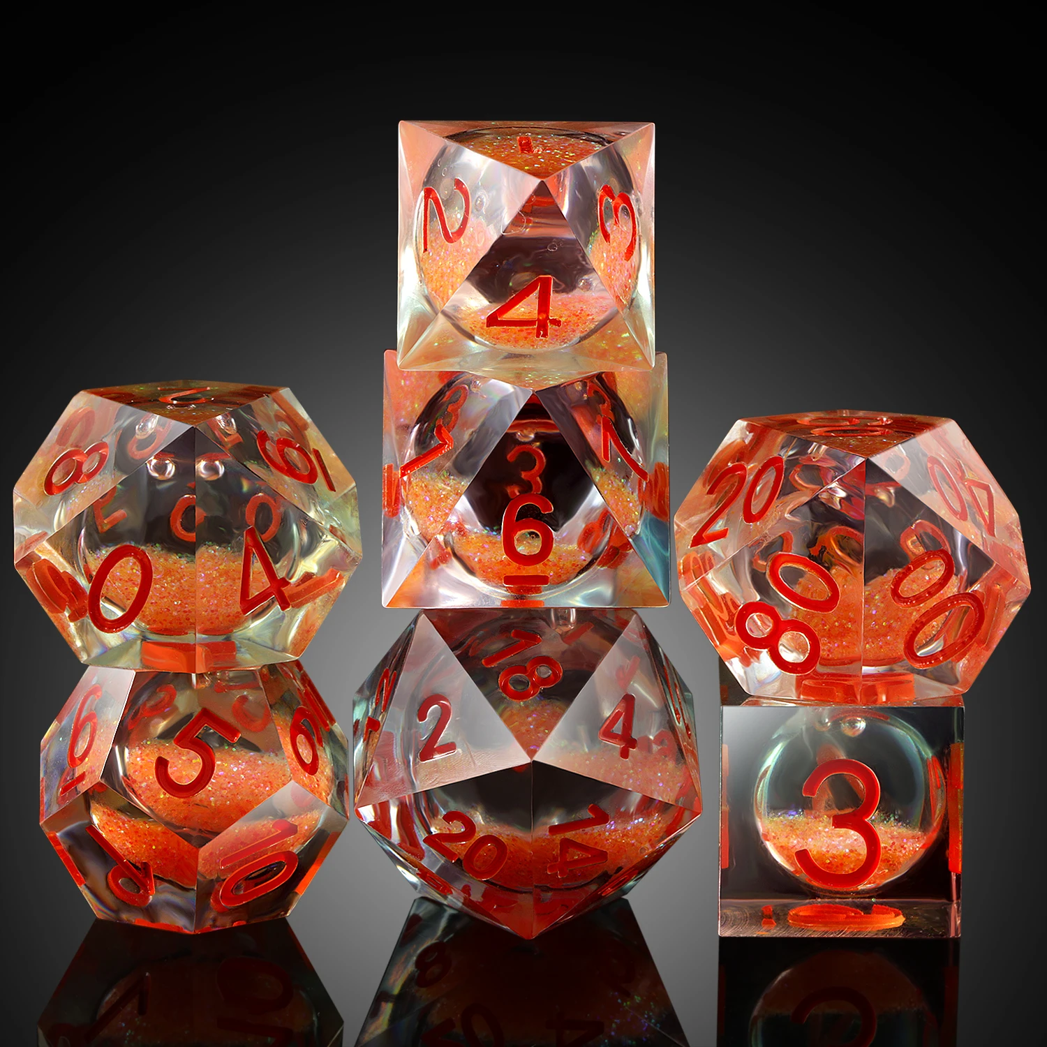 

In store DND Liquid Core Dice Set7PCS Resin Liquid Core Filled Sharp Edge D&D Dice with Gift Case for Dungeons and Dragon Game