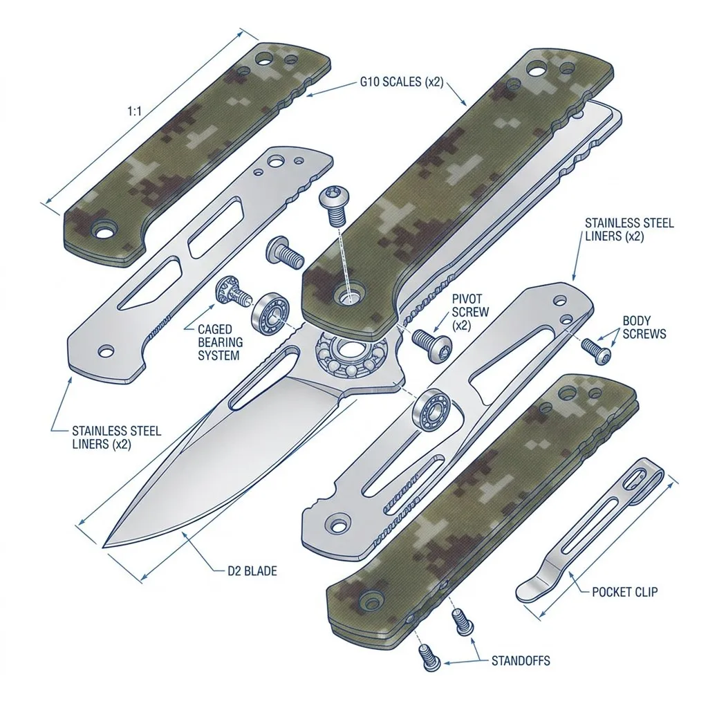 Exploded View of Pro Grade Knife