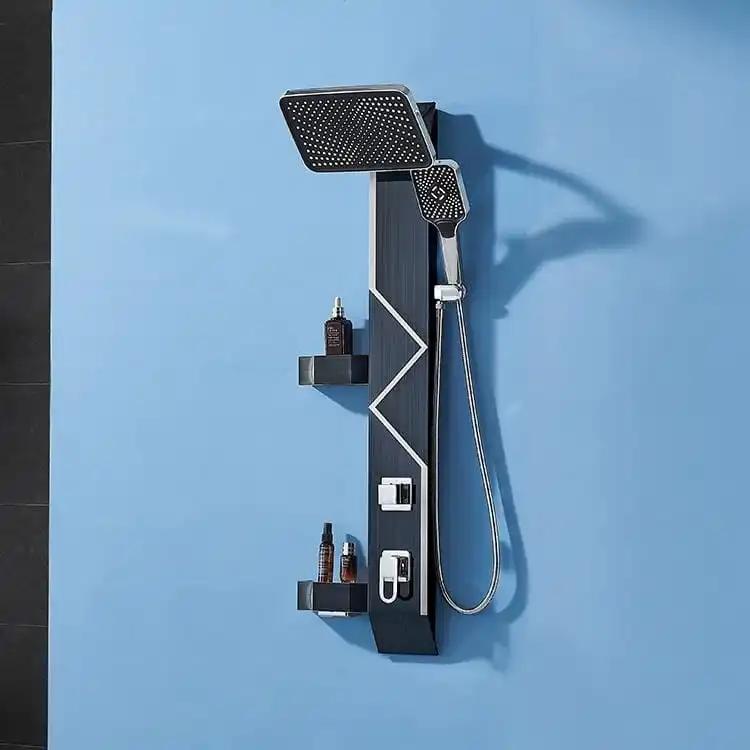 brushed-titanium-black-shower-tower-perspective