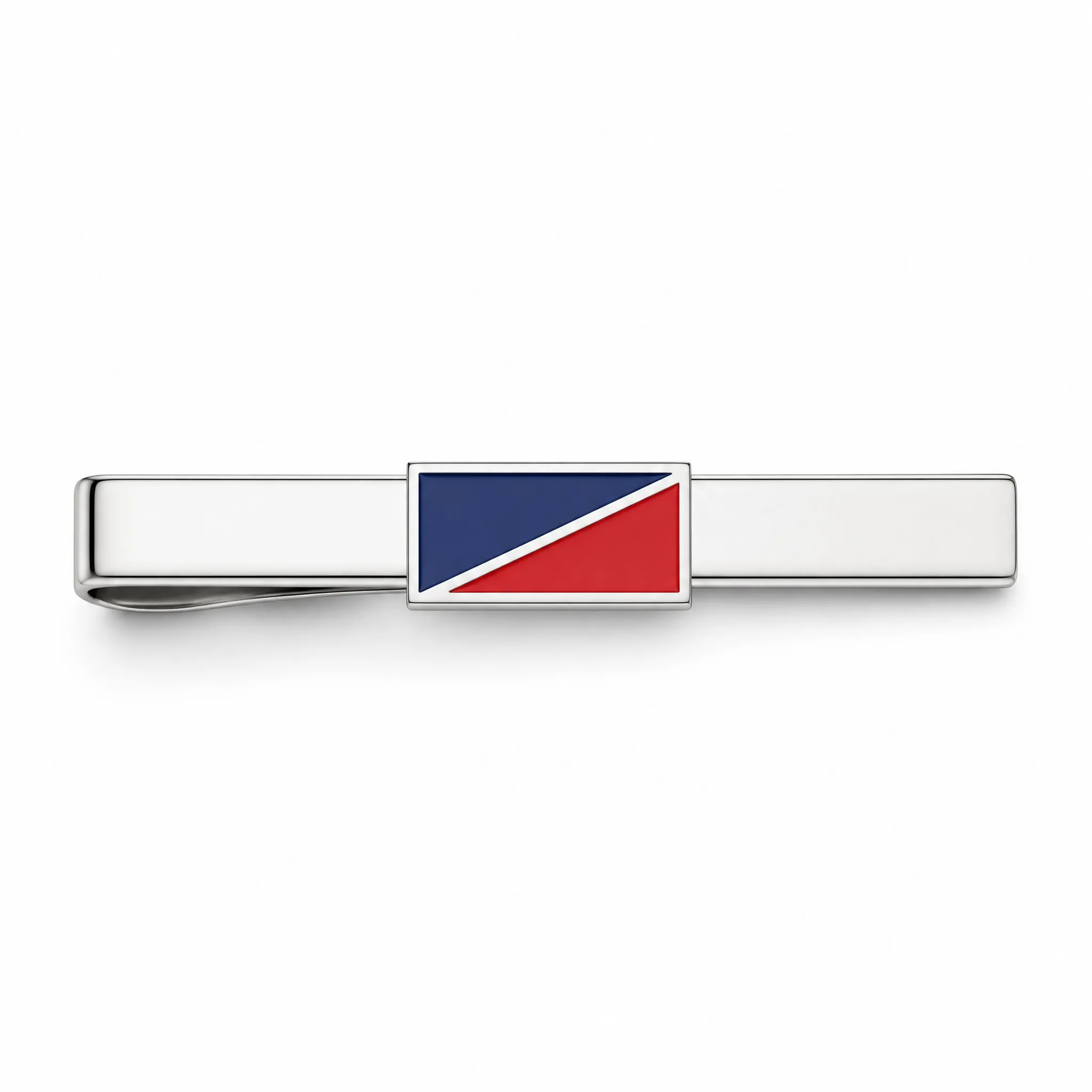 Soft enamel tie clip front view on white background