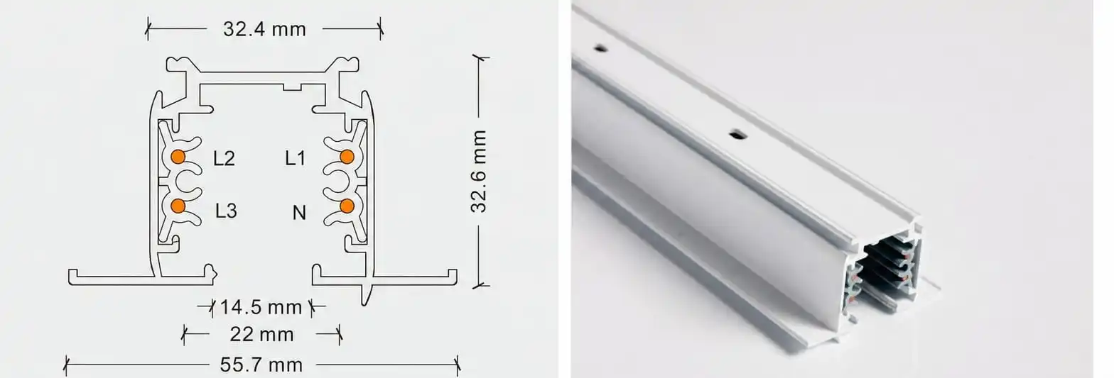 Four Wire Recessed Track H-05 &mdash; product image and specifications