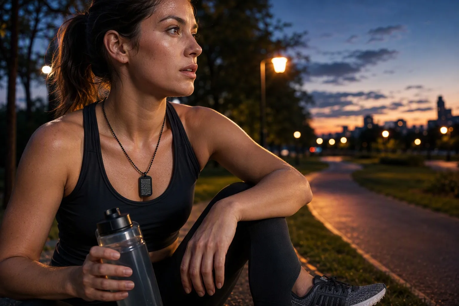 Sports and running with matte black ID dog tag