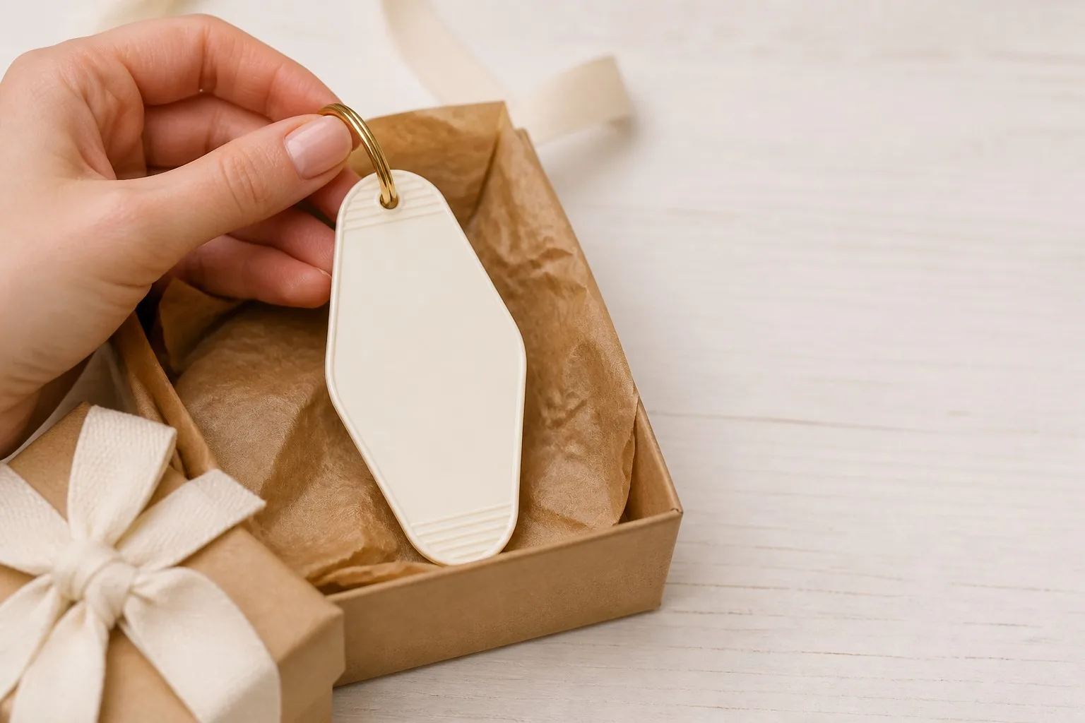 Blank key tag gifting and packaging presentation