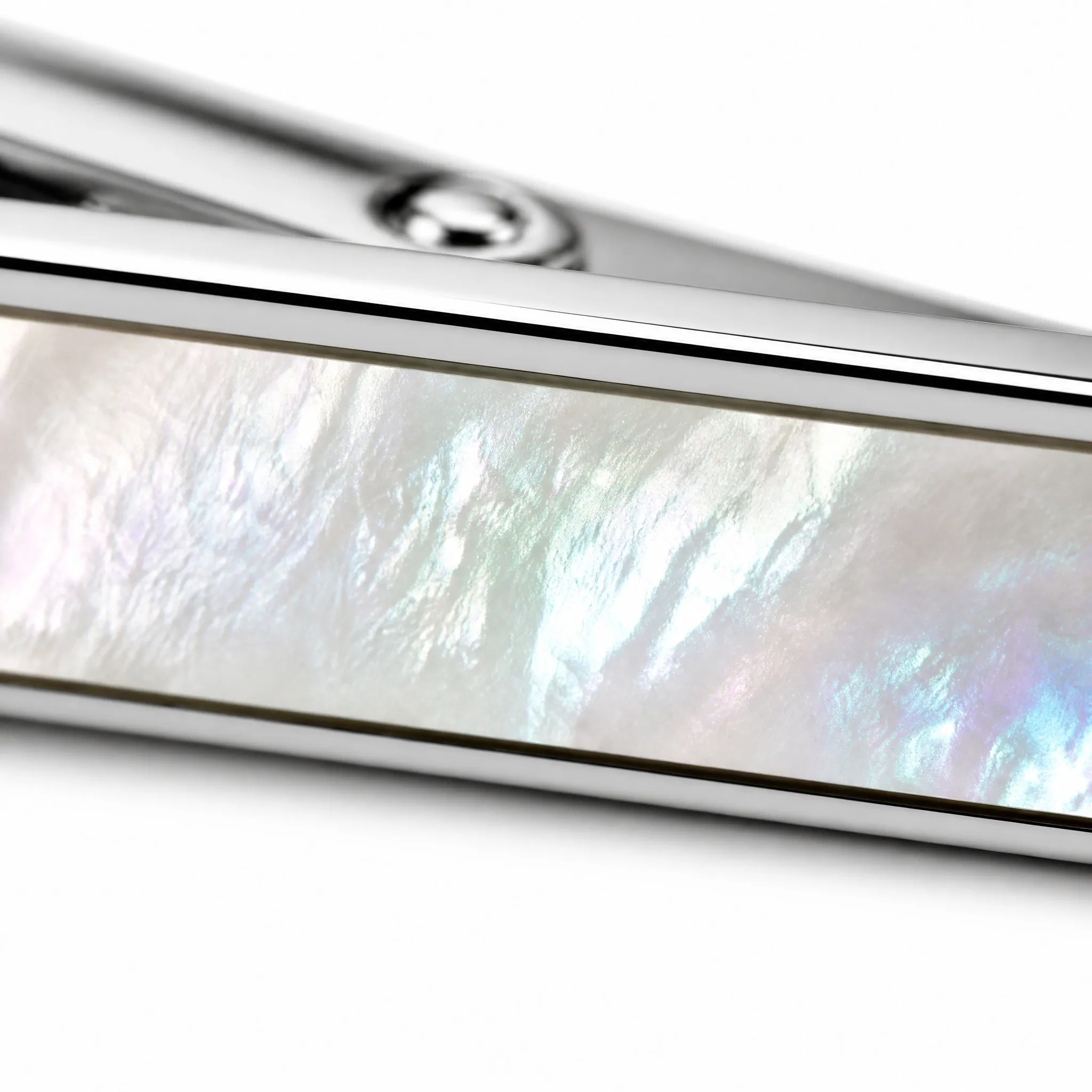 Macro detail of iridescent mother of pearl inlay