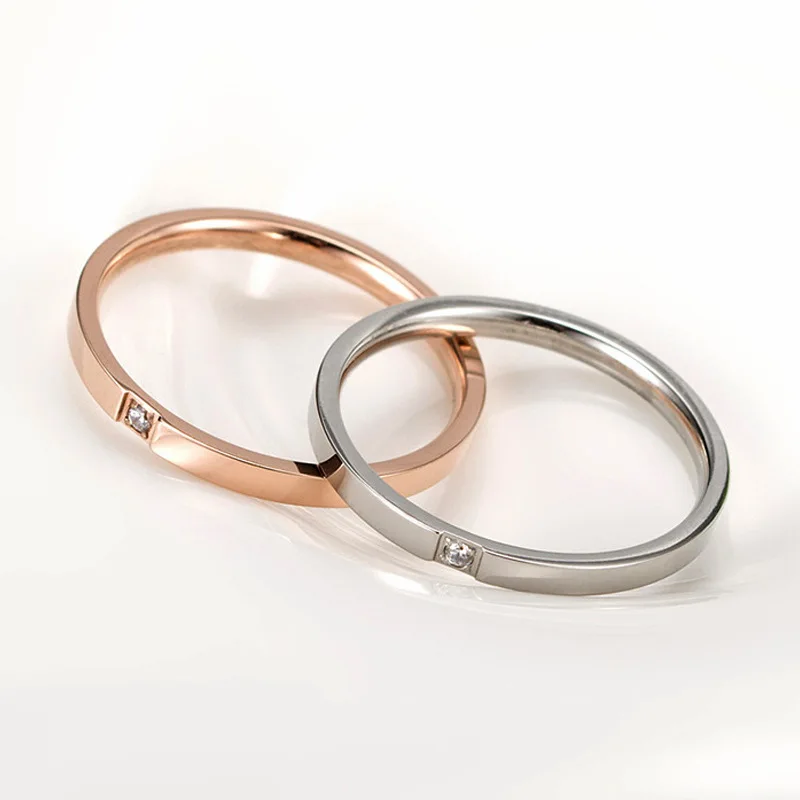 

Minimalist Titanium Steel Stacking Ring Rose Gold Diamond Ring Stainless Steel Jewelry Ring Gift For Her