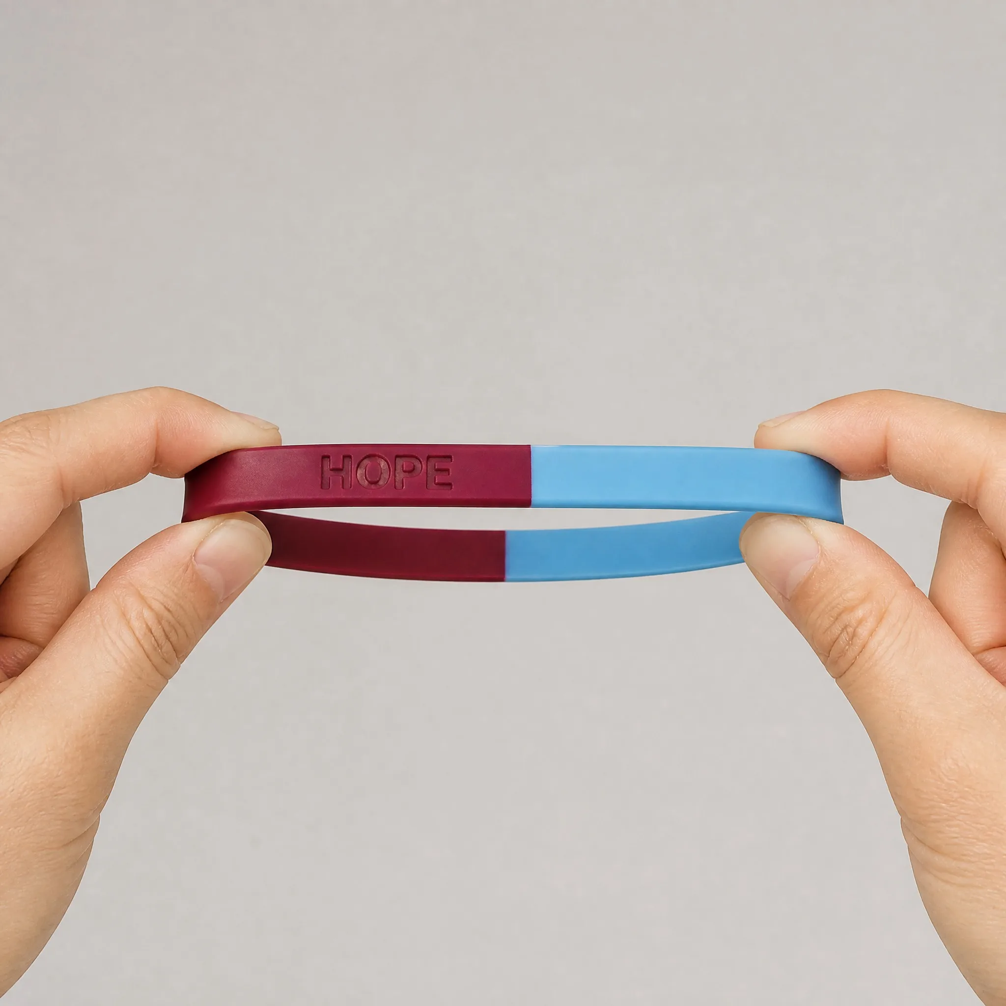Hand stretching flexible two-tone silicone bracelet