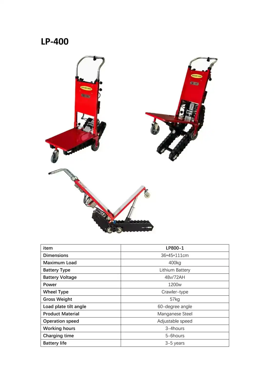 LP-400 Caterpillar Track 400kg Stair Climber