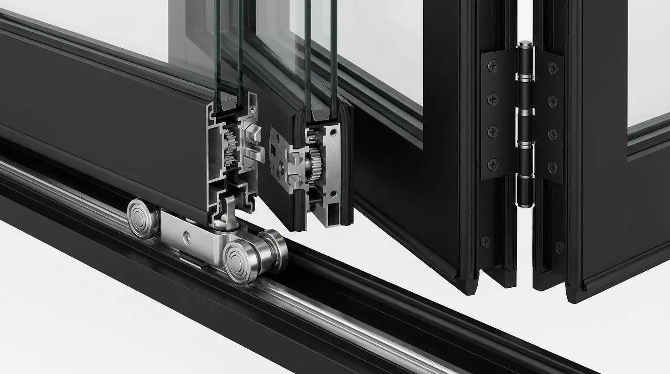 Aluminum bi-folding door heavy duty roller mechanism China Richocean