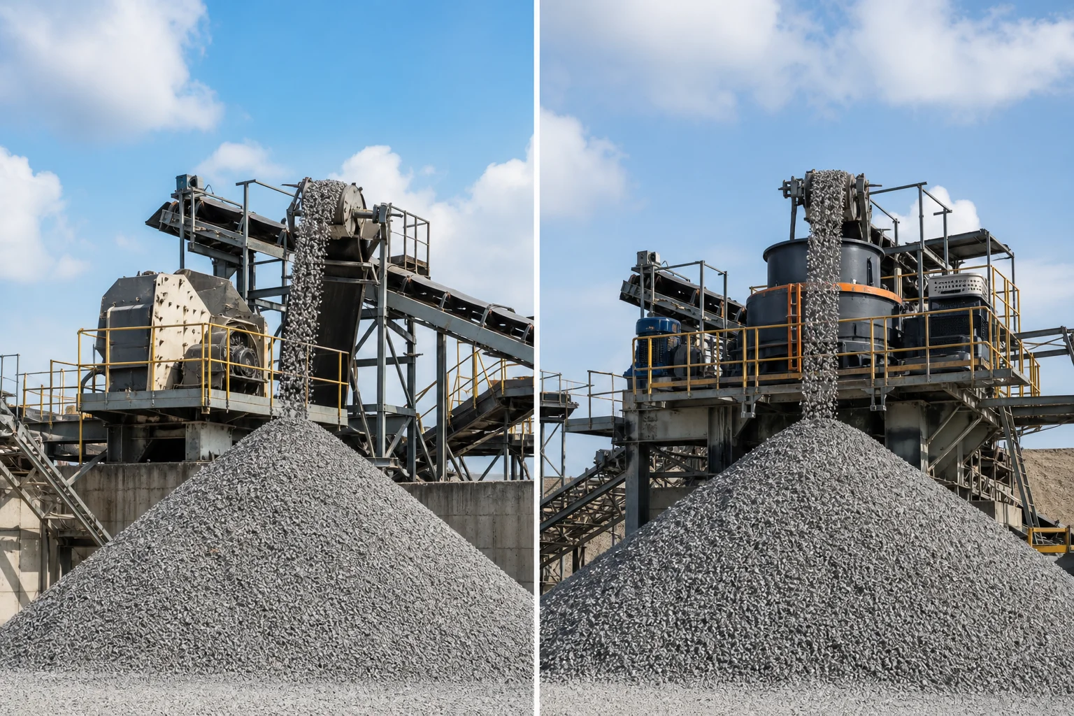 Quarry aggregate plant tertiary crushing circuit comparing tertiary horizontal impact crusher and vertical shaft impactor VSI shaping cubical gravel