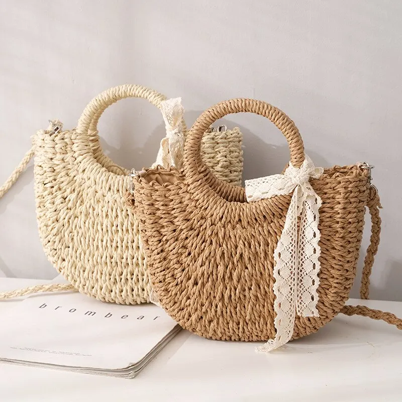 

2023 Summer Straw Bags for Woman Beach Handbag Luxury Top Handle Handbags Totes Handmade Weaving Crossbody Bags Women