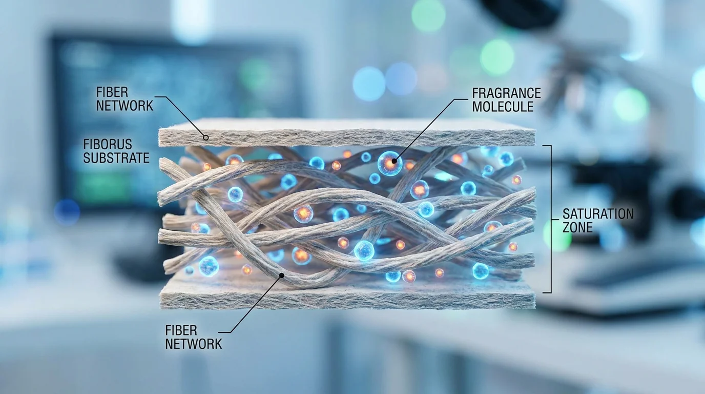 Microscopic structure of scent-saturated fibers