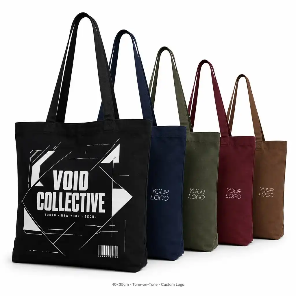 Street graphic canvas tote with tone-on-tone straps