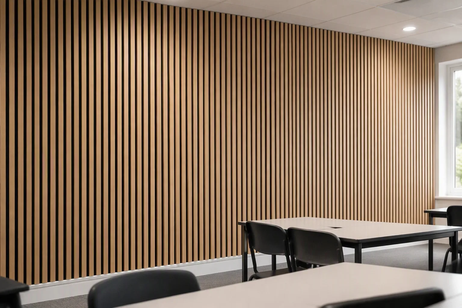 acoustic panels for schools and classrooms installed in an educational interior