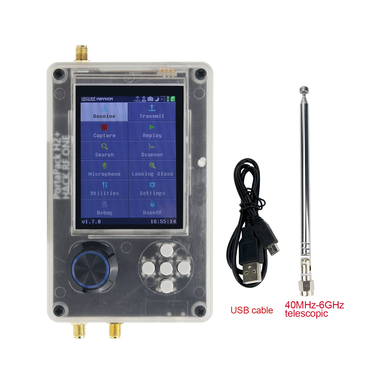 

HackRF One R9 V1.9.1 + Upgraded PortaPack H2 3.2" LCD + Shell Assembled + Antenna + USB Cable