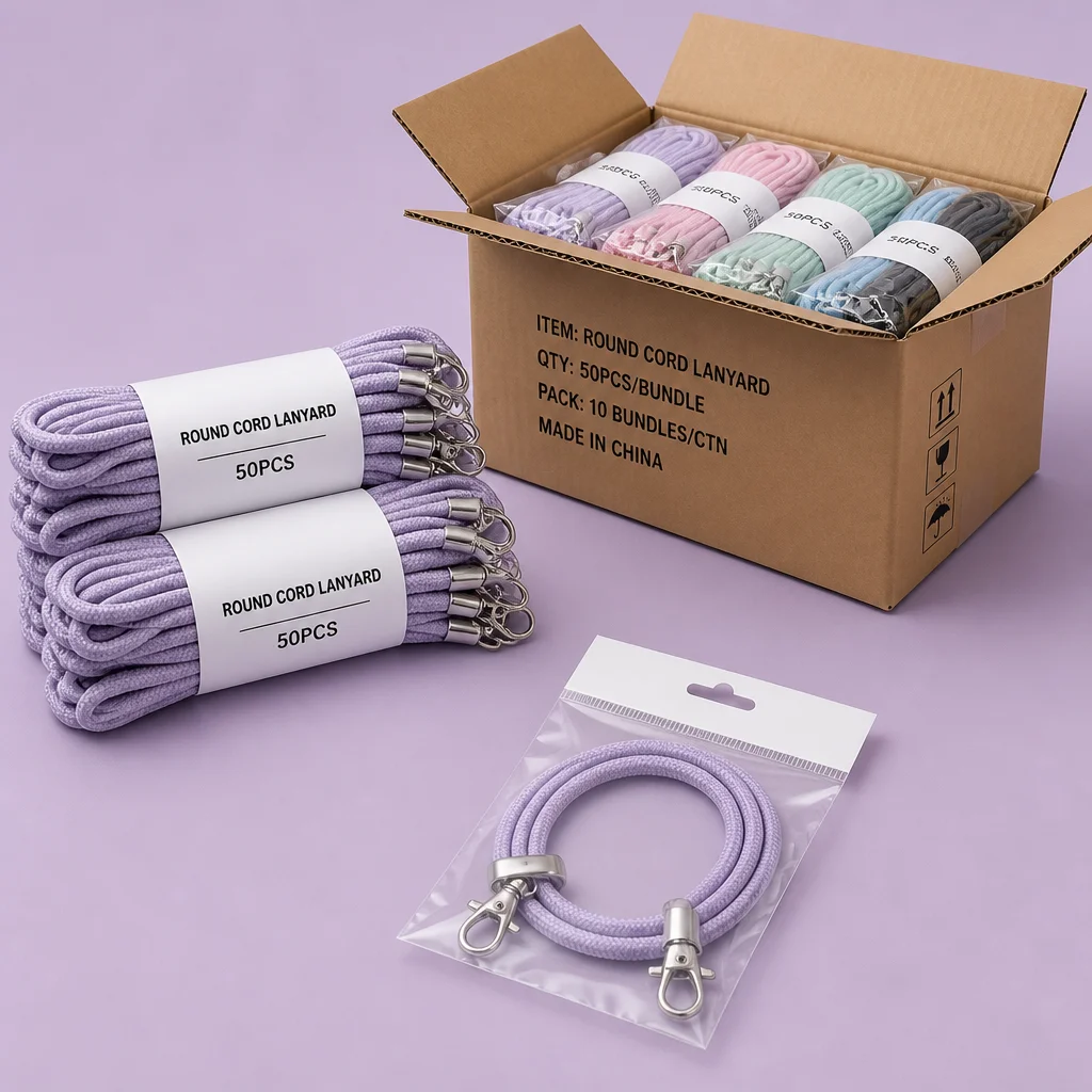 B2B Bulk Export Packaging & Coiled Round Cord Lanyard Bundles