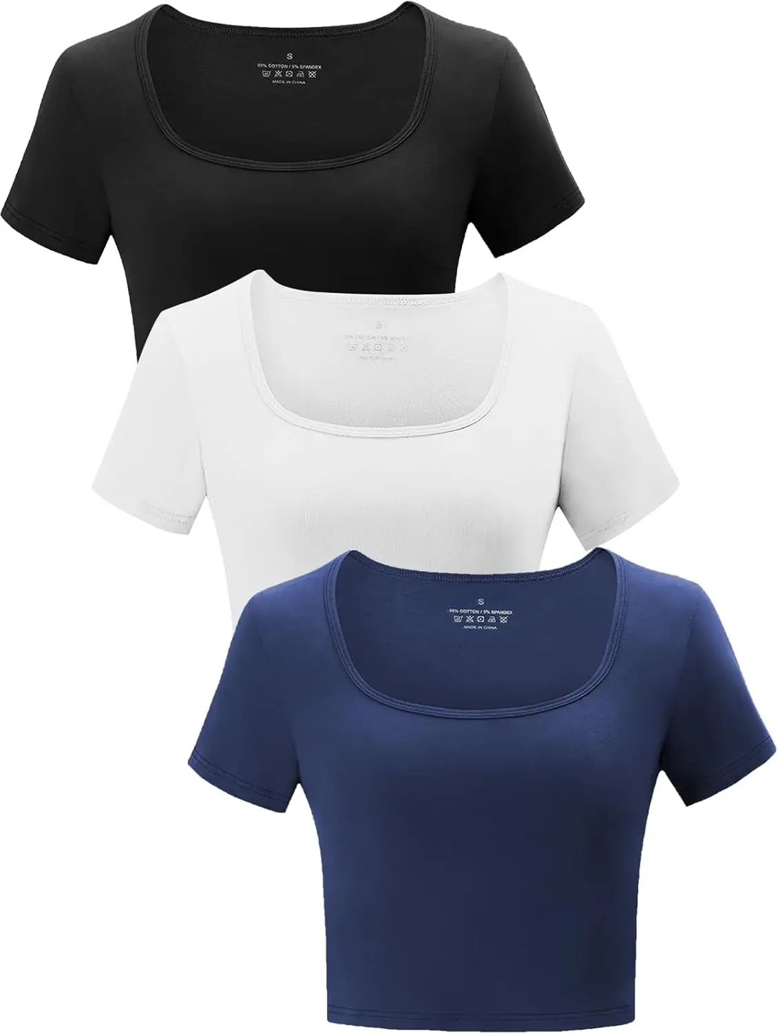 方领Solid Color Breathable瑜伽Top