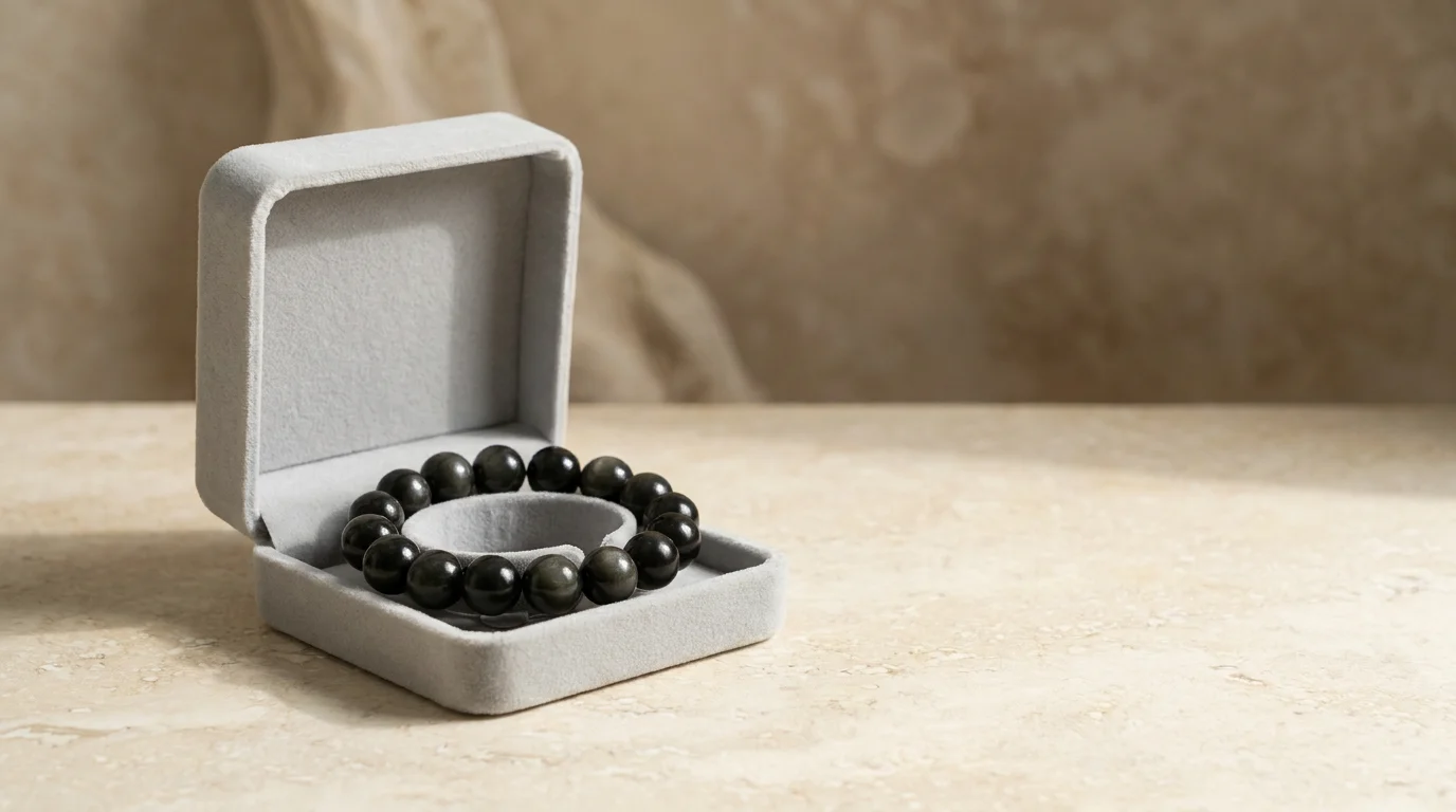 Black Obsidian Protection Intention Bracelet with hard gift-ready box