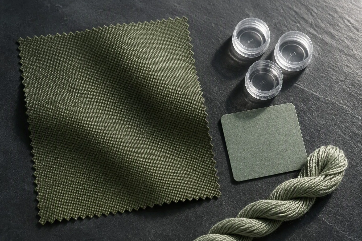 RPET recycled polyester fabric swatch - sage green Oxford texture