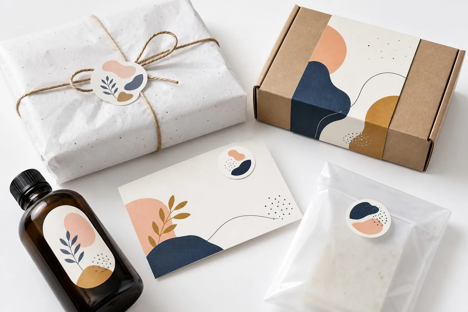 Creative sticker packaging elements tissue bundle thank-you card seal