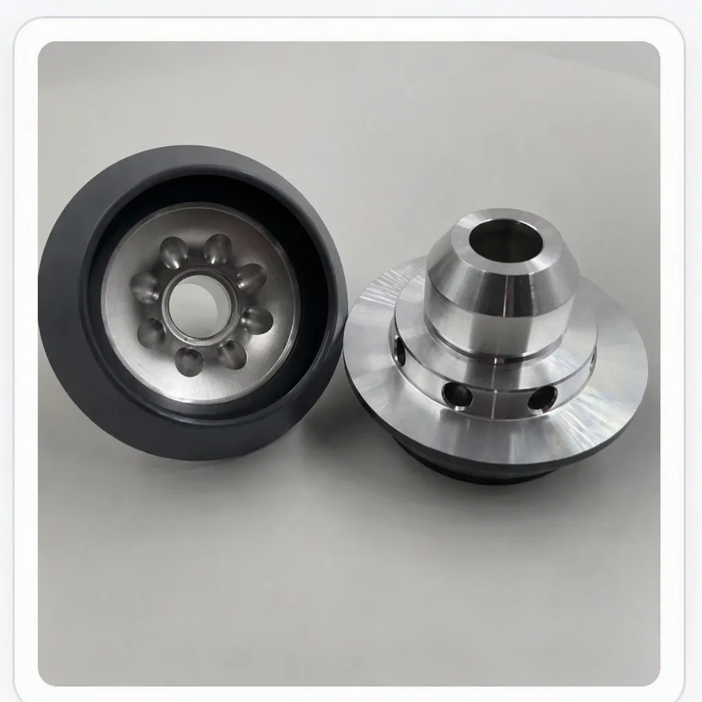 Rotor cups in multiple diameters — 33mm to 66mm — side by side size comparison for open-end spinning