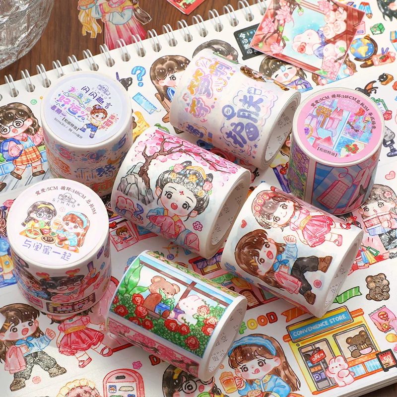 

Kawaii Stationery Decorative Adhesive Tape Cartoon Washi Masking Tape Creative Scrapbooking School Supplies