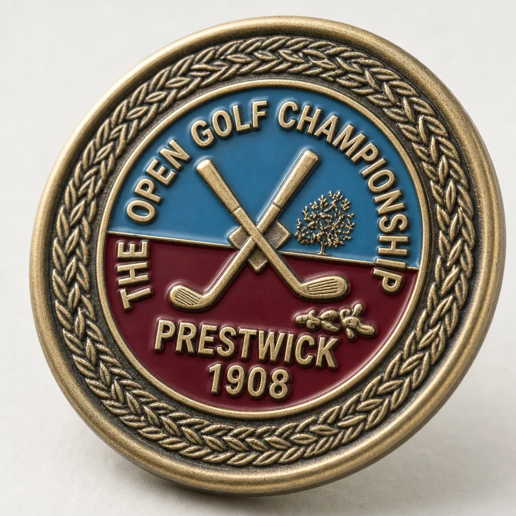 Macro detail of the enamel-filled ball marker