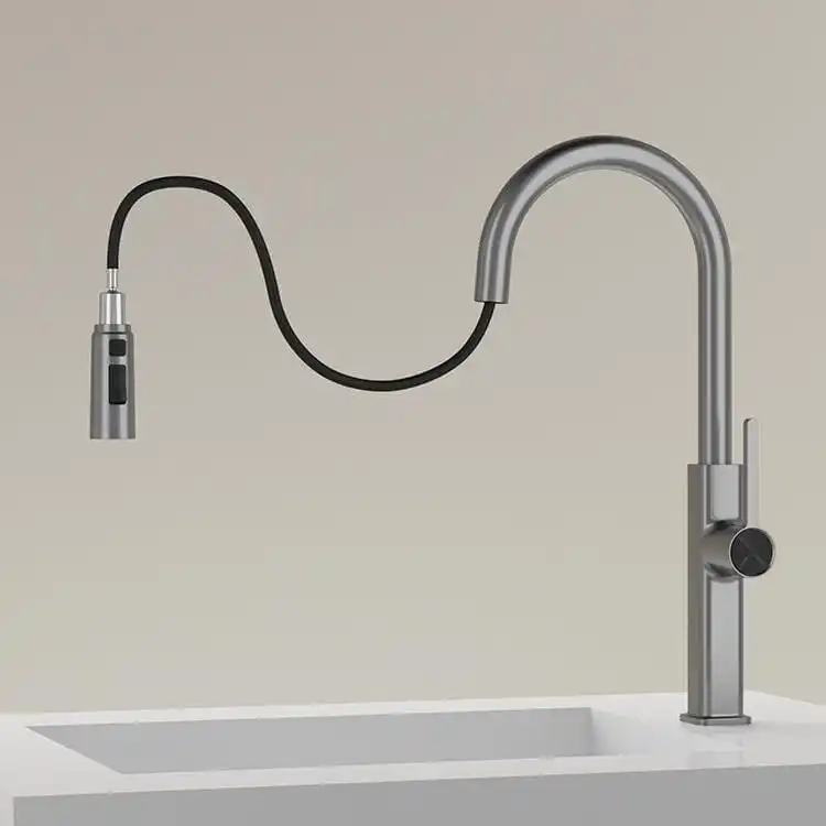 gunmetal-grey-pull-down-faucet-stream