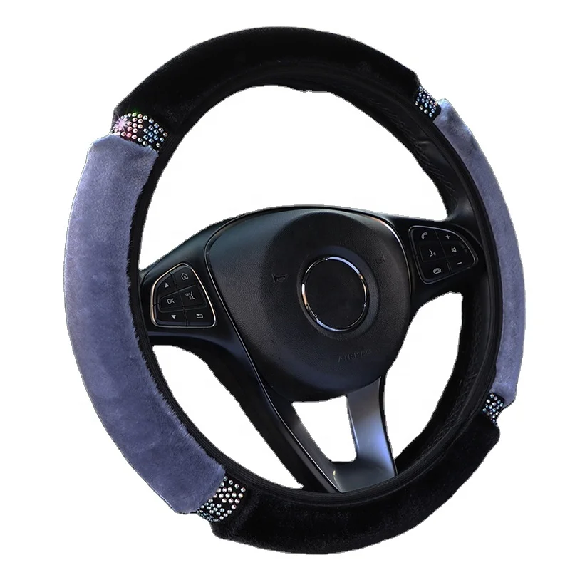 

Plush Car Steering Wheel Cover Universal Car Bling Rhinestone Steering Wheel Cover
