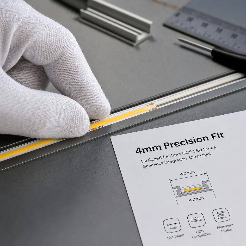 Aluminium channel embedded installation guide for the 4mm strip