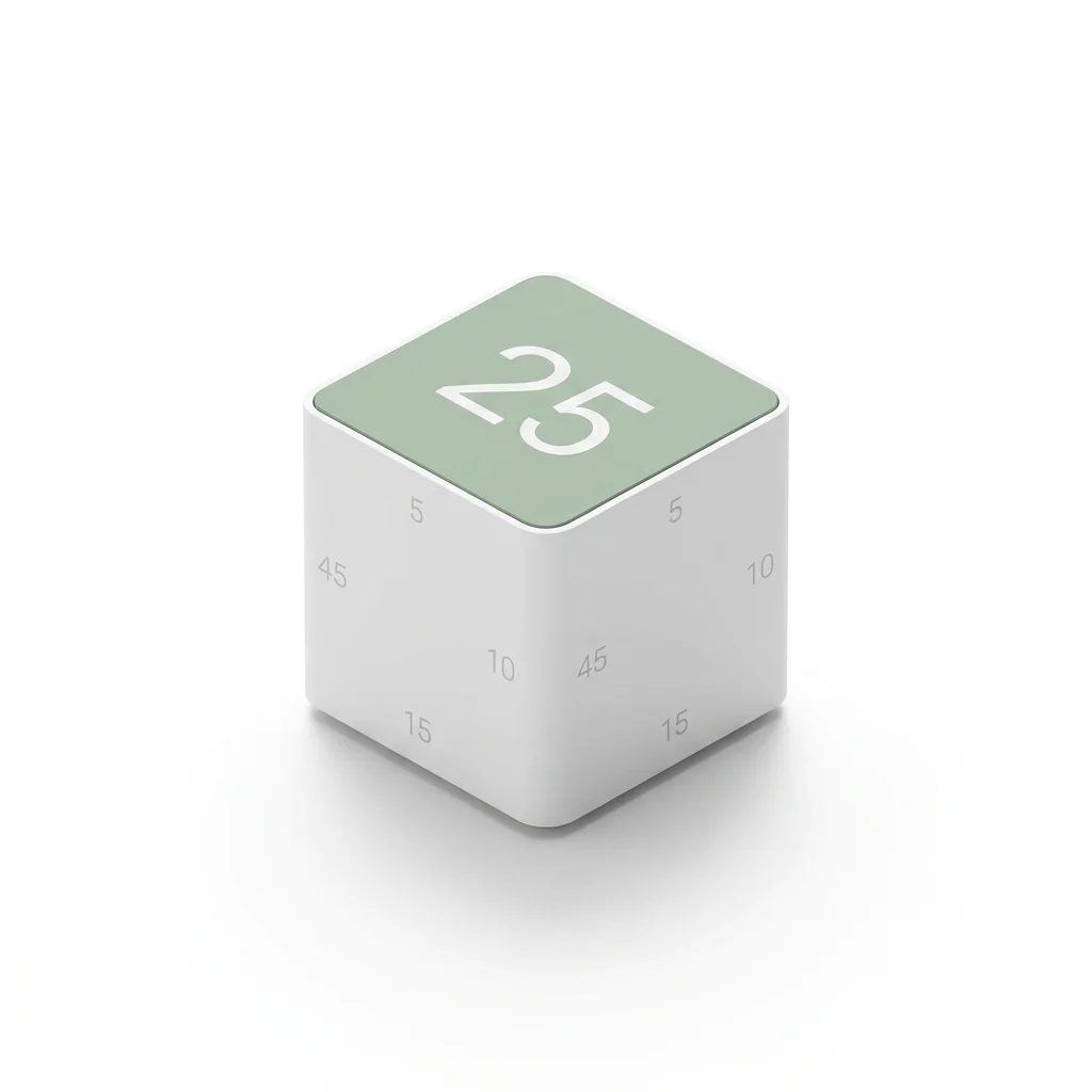 Flowcube flip focus timer showing 25 minutes