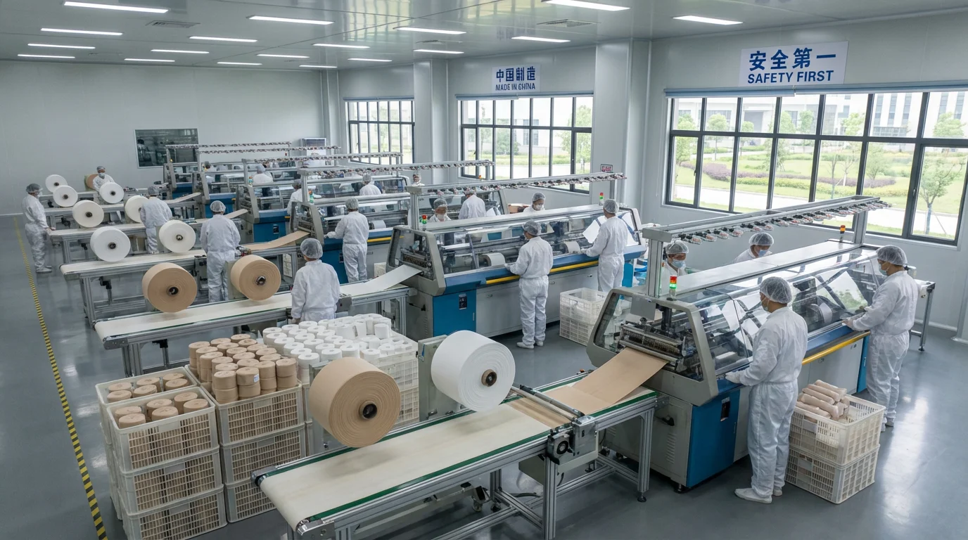 Medical tape production floor automated machines