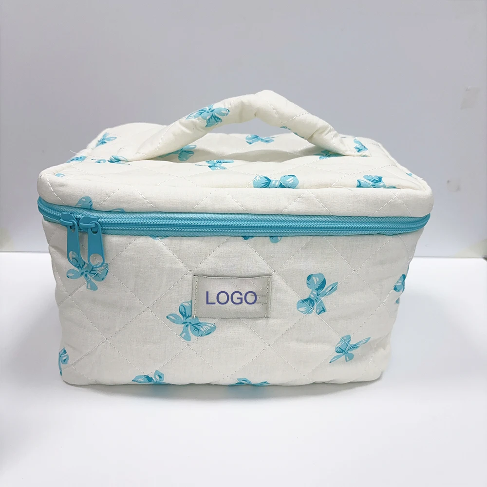 Large Capacity Portable Organizer Student Pencil Bag Makeup Bags Travel Toiletry Cute Cartoon Cut Bow Cosmetic Bag