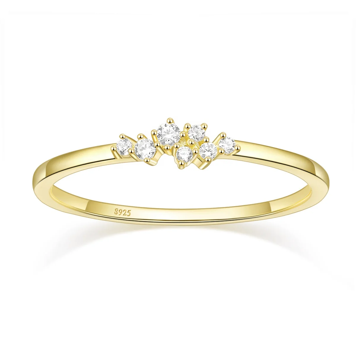 OAHLAN Fine Luxury Jewelry 925 Sterling Silver Gold Plated Round Cut Moissanite Rings for Women Wedding Band Eternity Band Ring