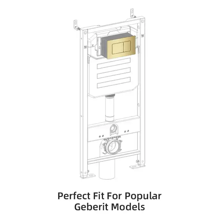 Gold Stainless Steel Flush Plate With Rectangular Buttons For Hotel Bathrooms