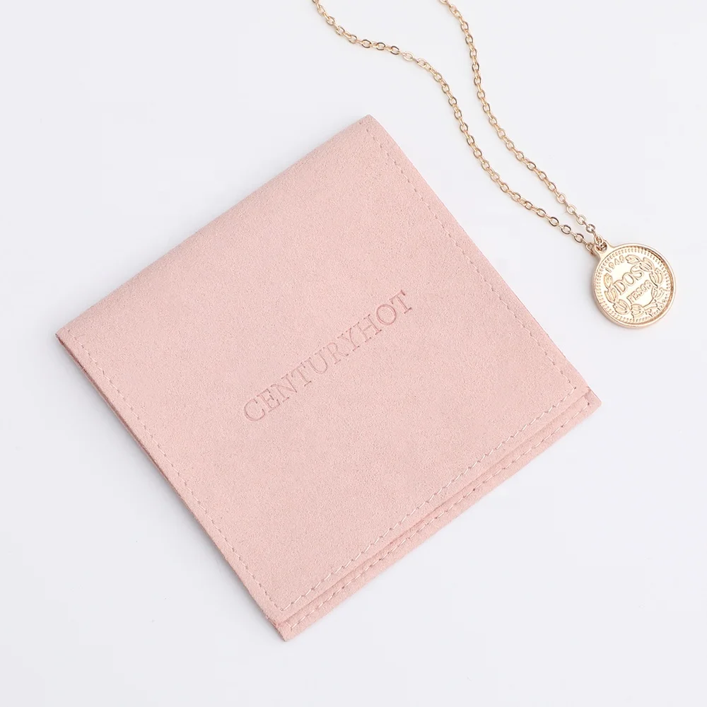 

Customized Pink Microfiber Pouch Envelope Flap Jewelry Packing Pouches Velvet NecklaceBraceletRing Packaging Bag with logo
