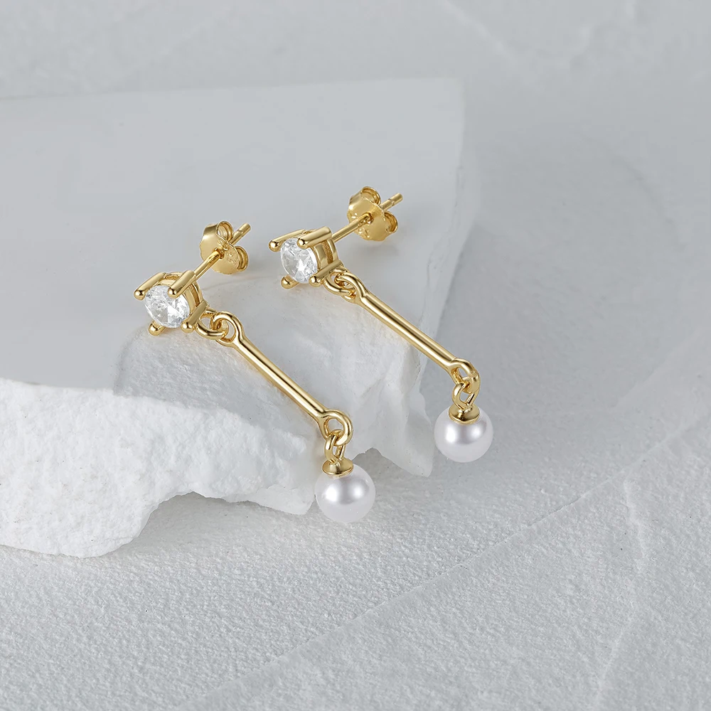 

CANNER Dainty 14K 18K Gold Plated S925 Silver Jewelry Long Tassel Chain Pearl Drop Earring Jewelry For Women