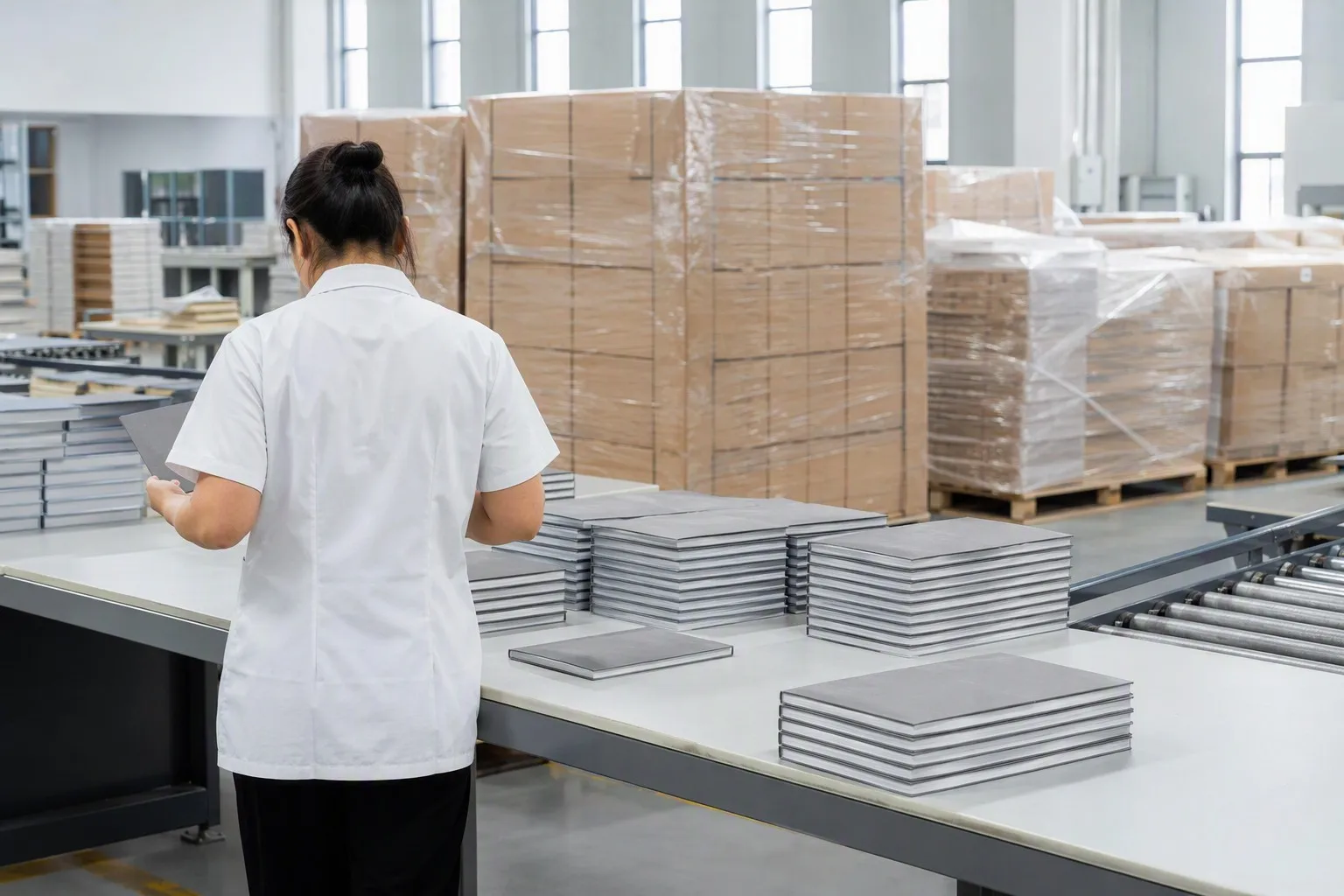 Quality inspection of finished hardcover books before export packing