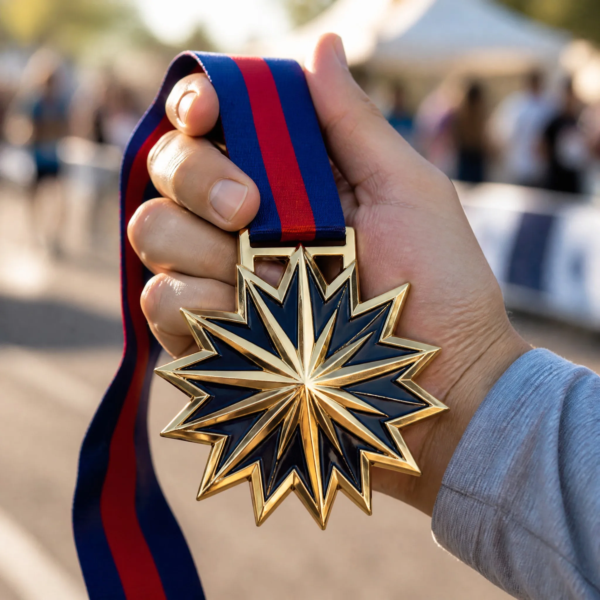 Medal presented at race finish
