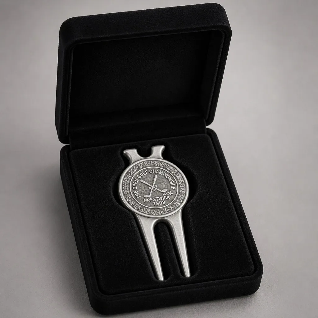 Silver divot tool in black velvet gift box