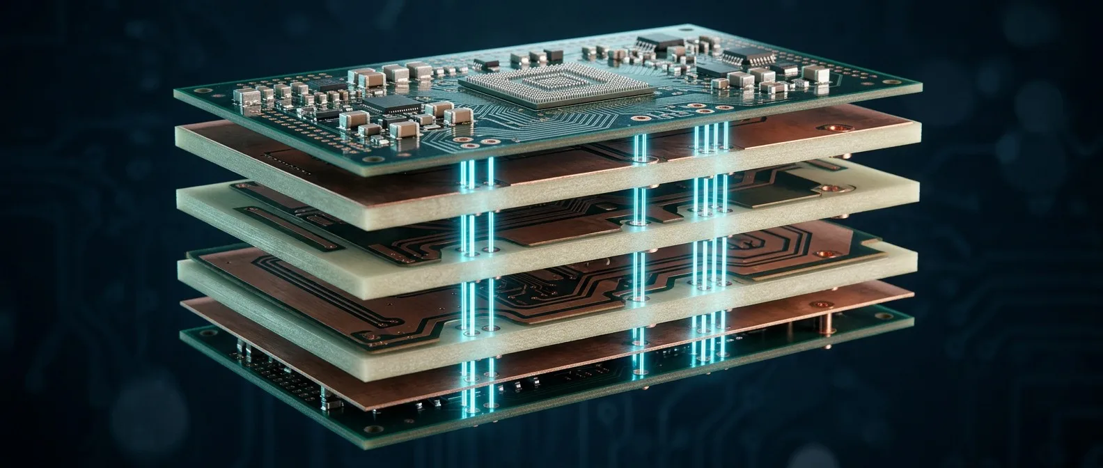 HDI board exploded stack-up with laser microvias