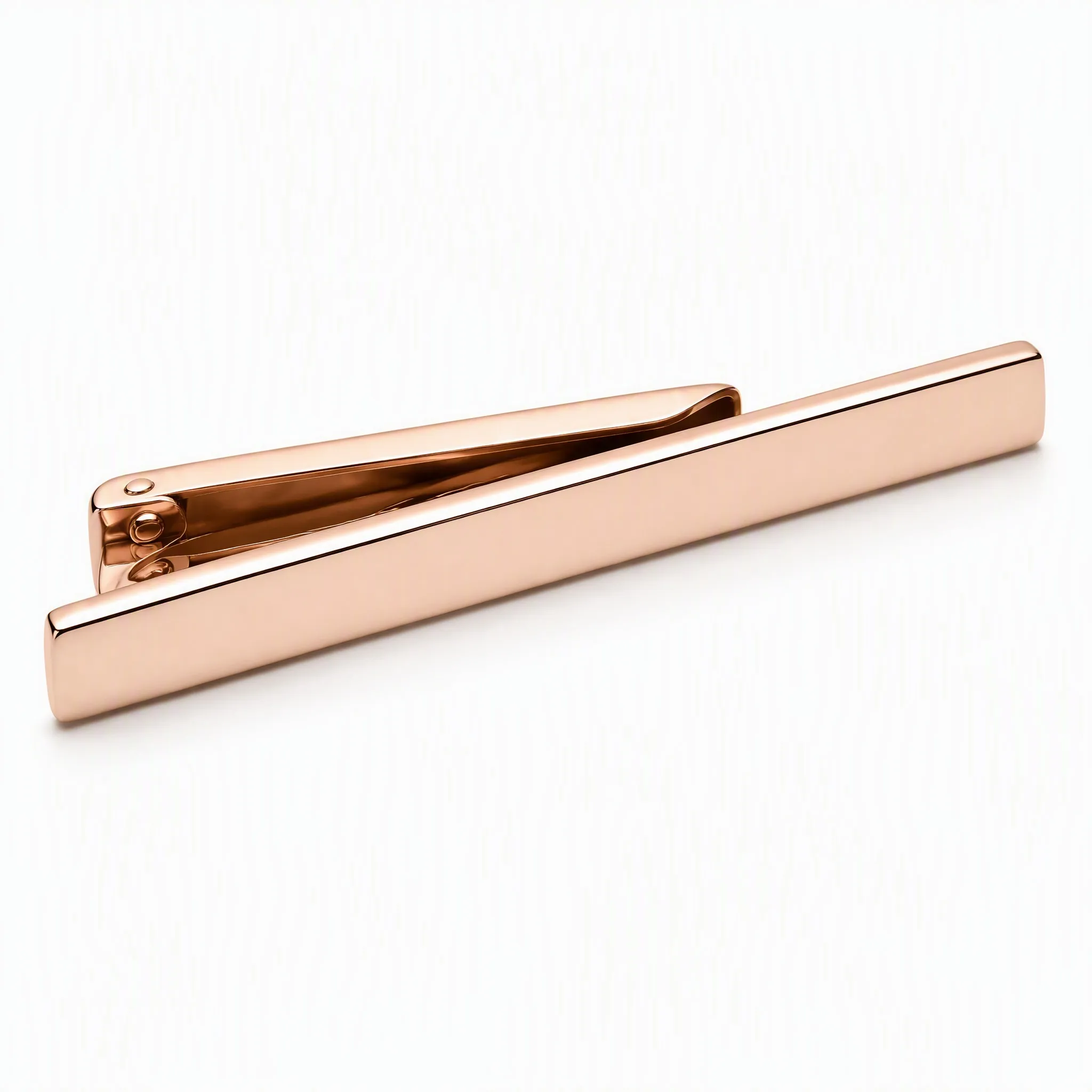 Mirror polished plain tie clip 45 degree angle view