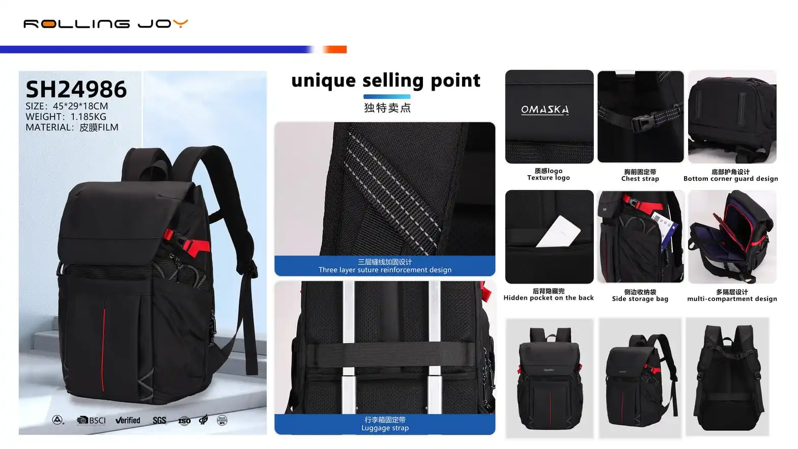 Rolling Joy OMASKA tactical urban backpack leather film