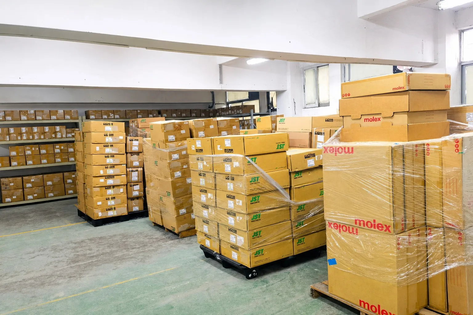 By Technology Shenzhen warehouse — large inventory of JST Molex connectors
