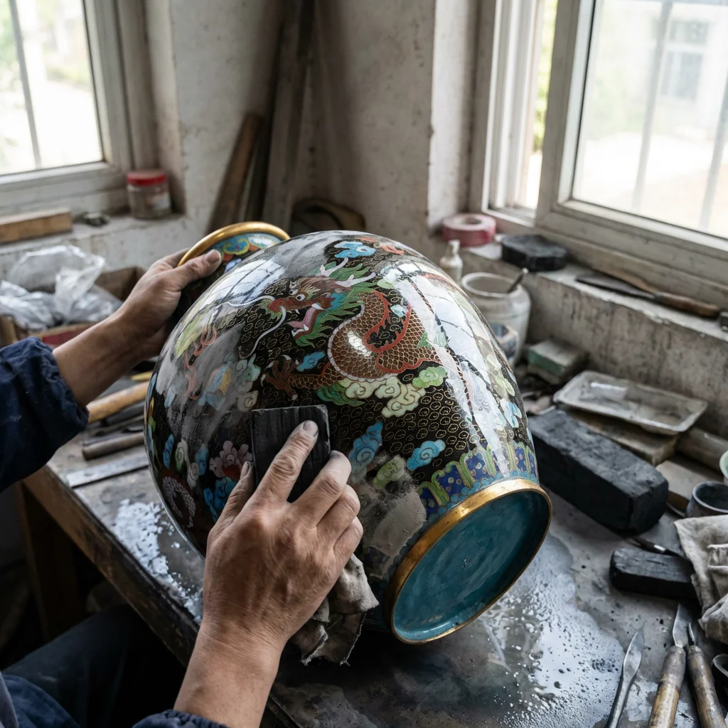 Polishing and Gilding Cloisonne
