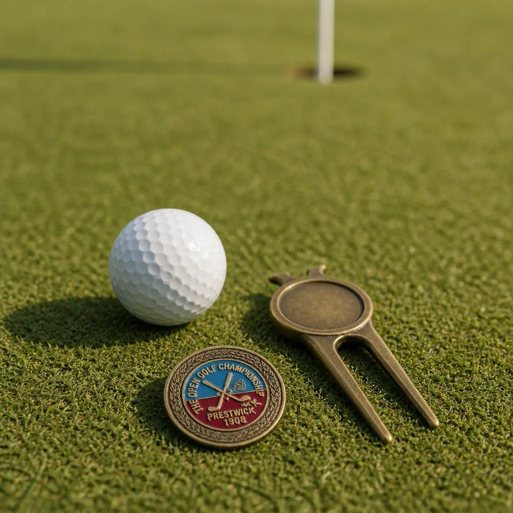 Ball marker marking position on the green