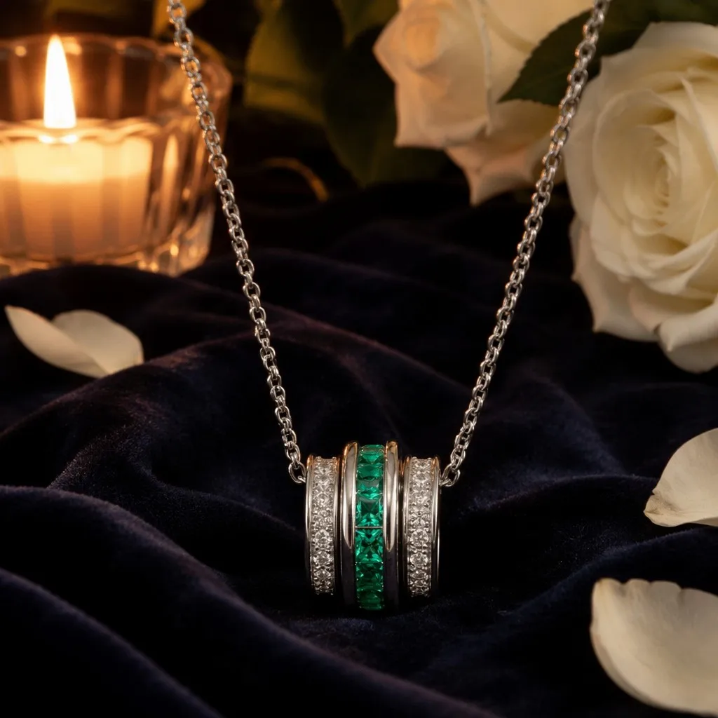 Emerald Cut Pendant Necklace 925 Silver Luxury Link Chain Geometric Women's Jewelry for Engagement Wedding Party Gift