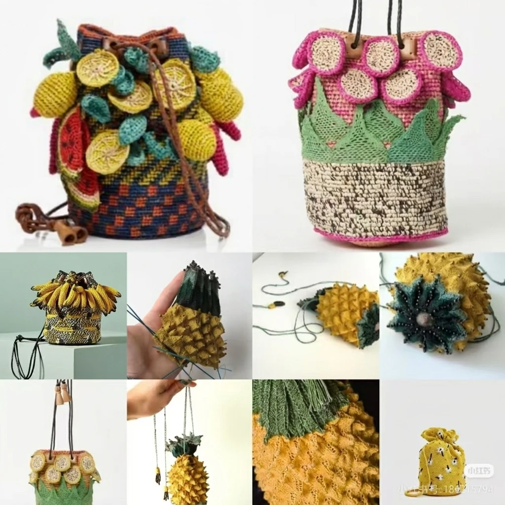 Handmade raffia crochet bucket bag