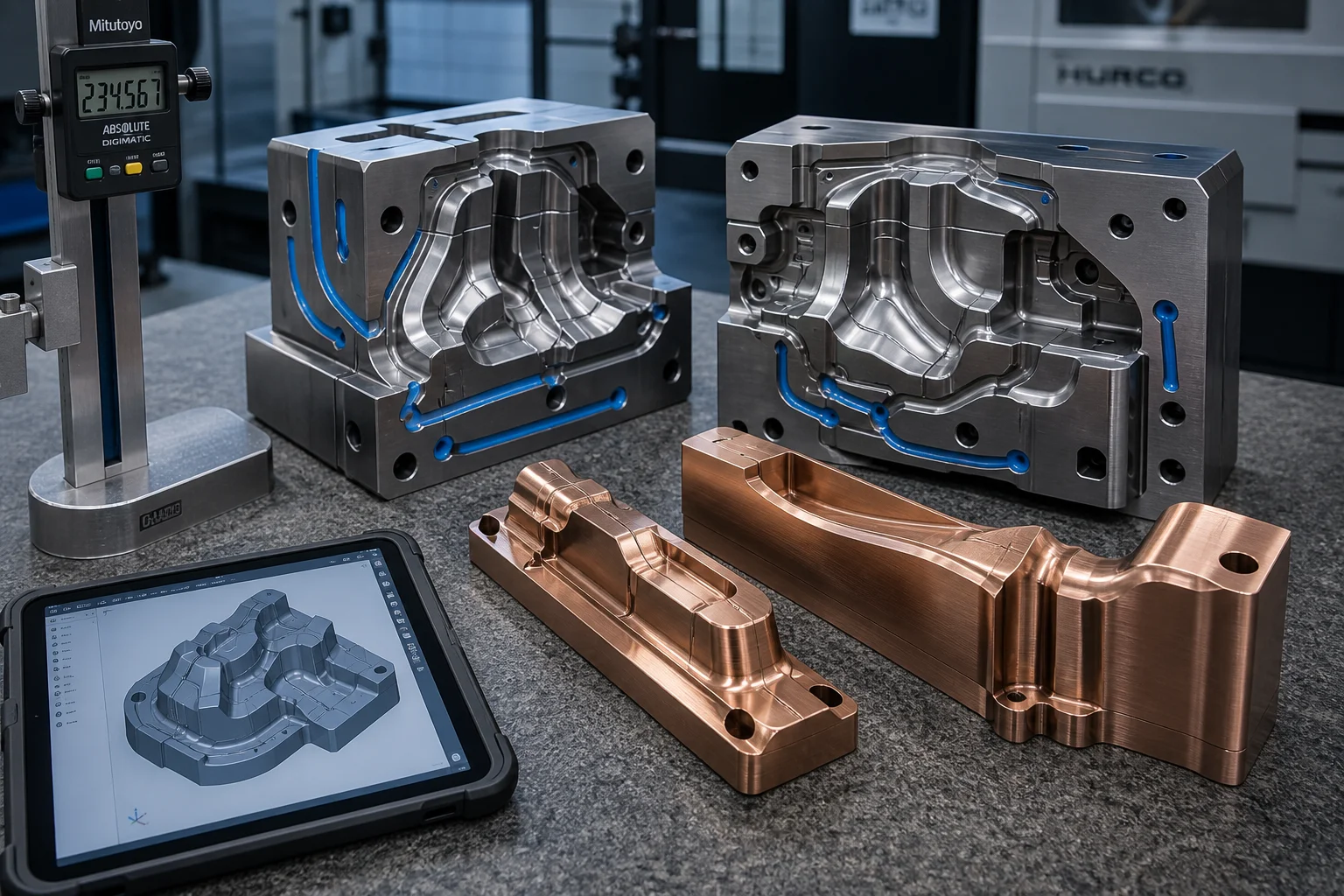 Precision cast-to-shape H13 tool steel die casting mold inserts and Beryllium-Copper cores
